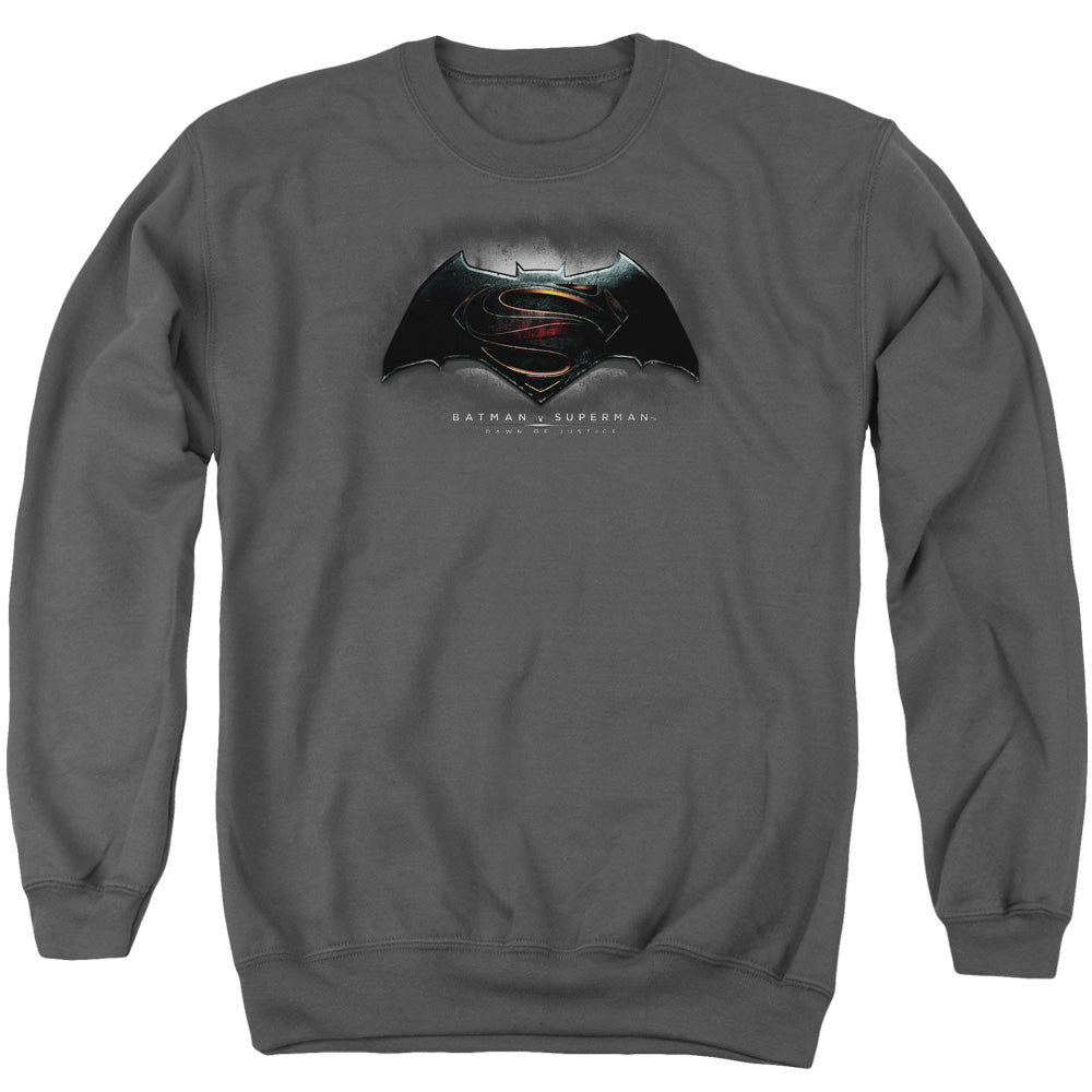 Batman V Superman Logo Mens Crewneck Sweatshirt Charcoal Officially Licensed