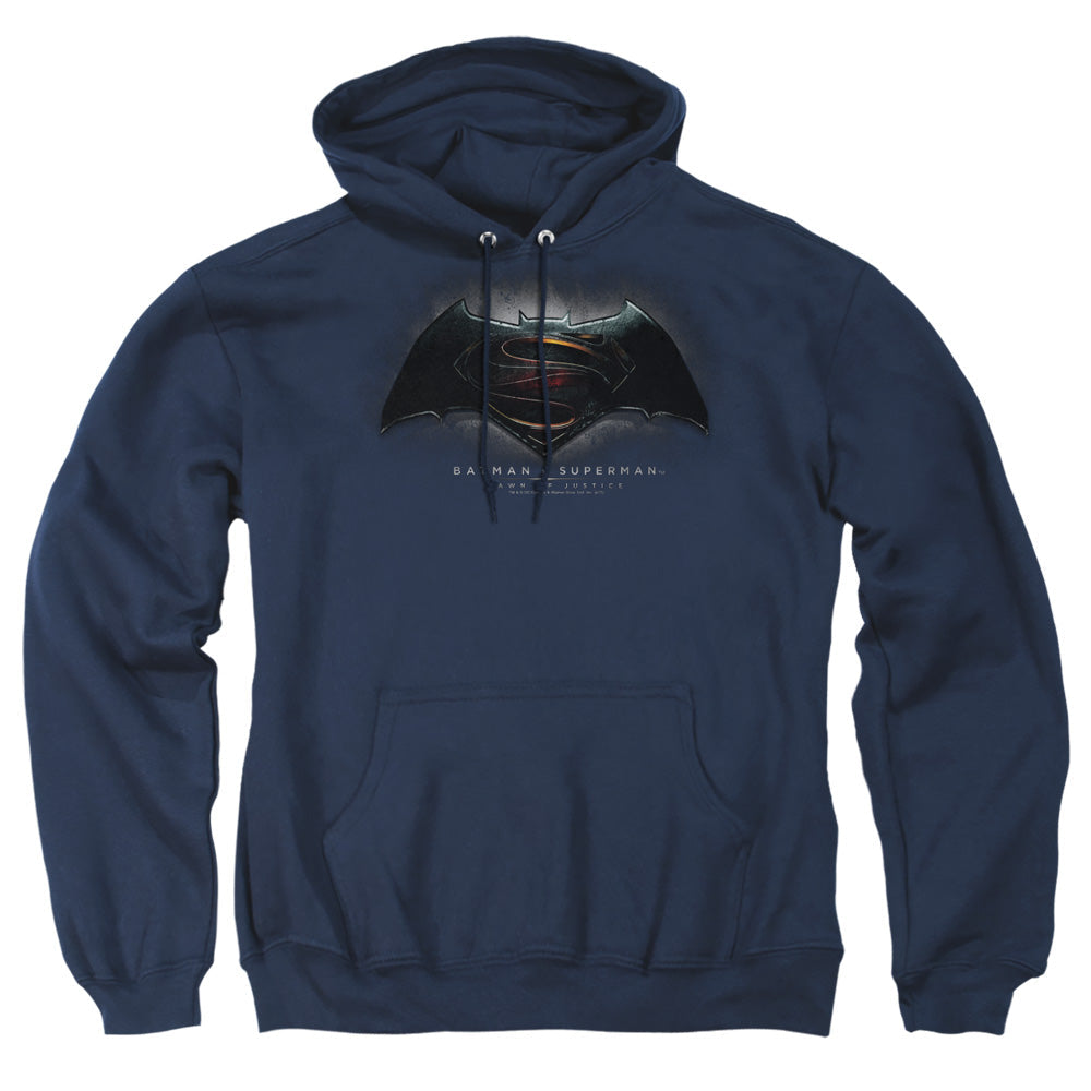 Batman V Superman Logo Mens Hoodie Navy Officially Licensed