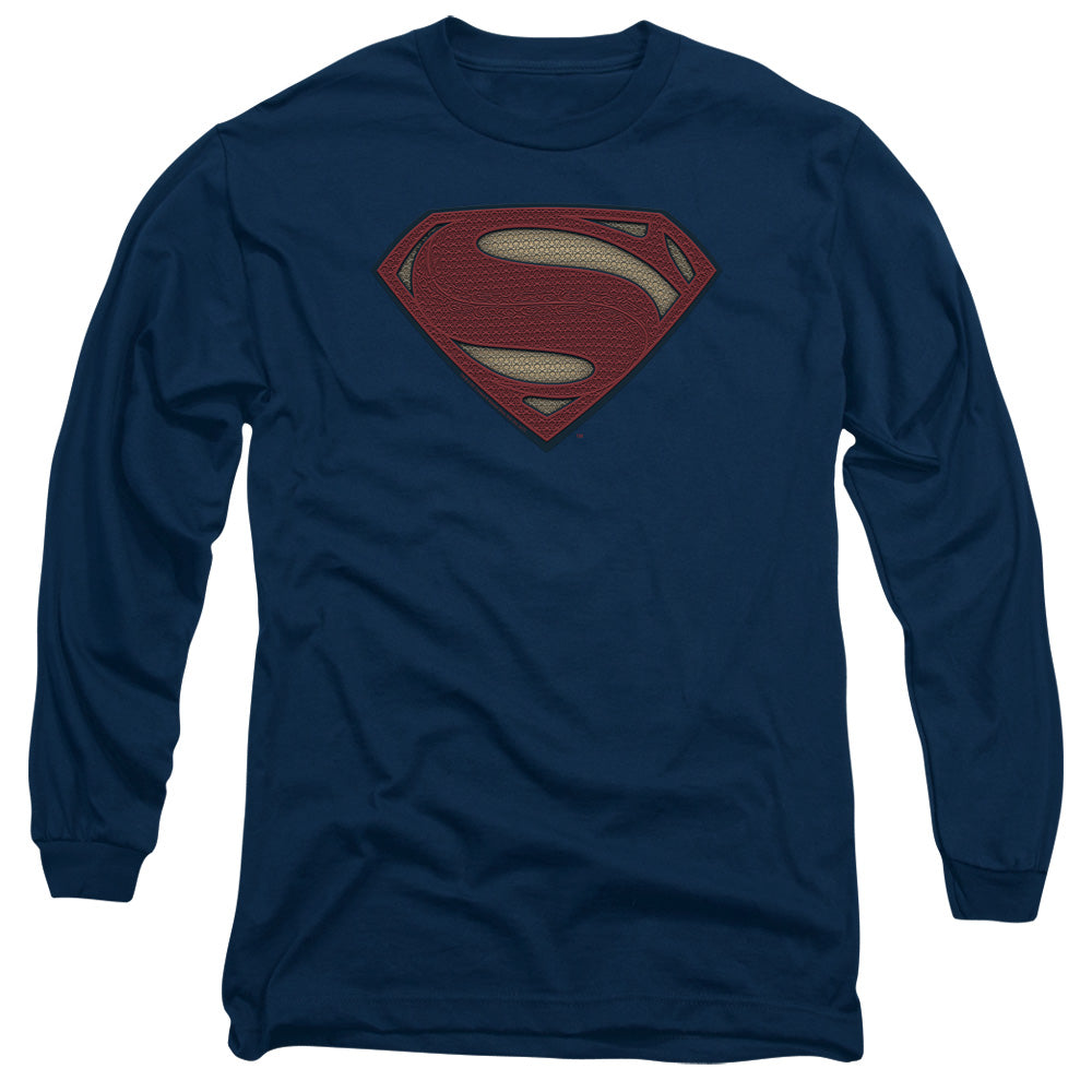 Batman V Superman Super Movie Logo Mens Long Sleeve Shirt Navy Officially Licensed