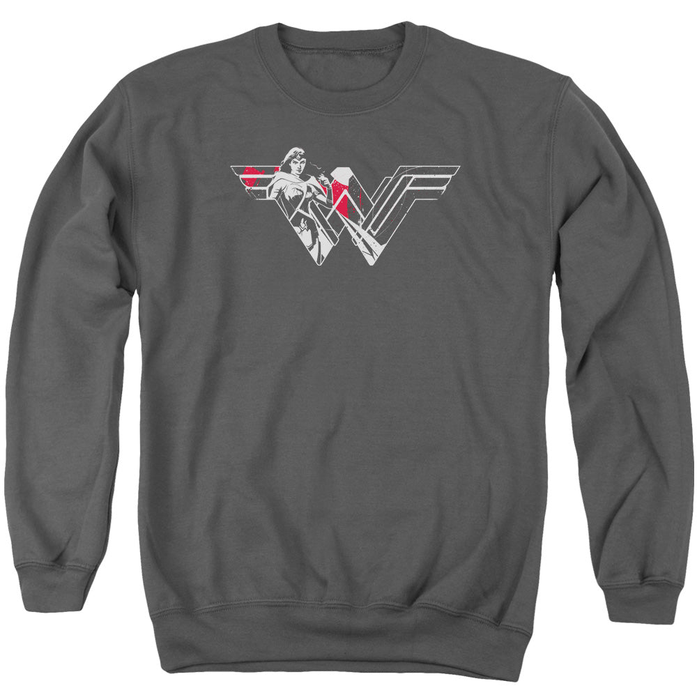 Batman V Superman Wonder Splatter Logo Mens Crewneck Sweatshirt Charcoal Officially Licensed