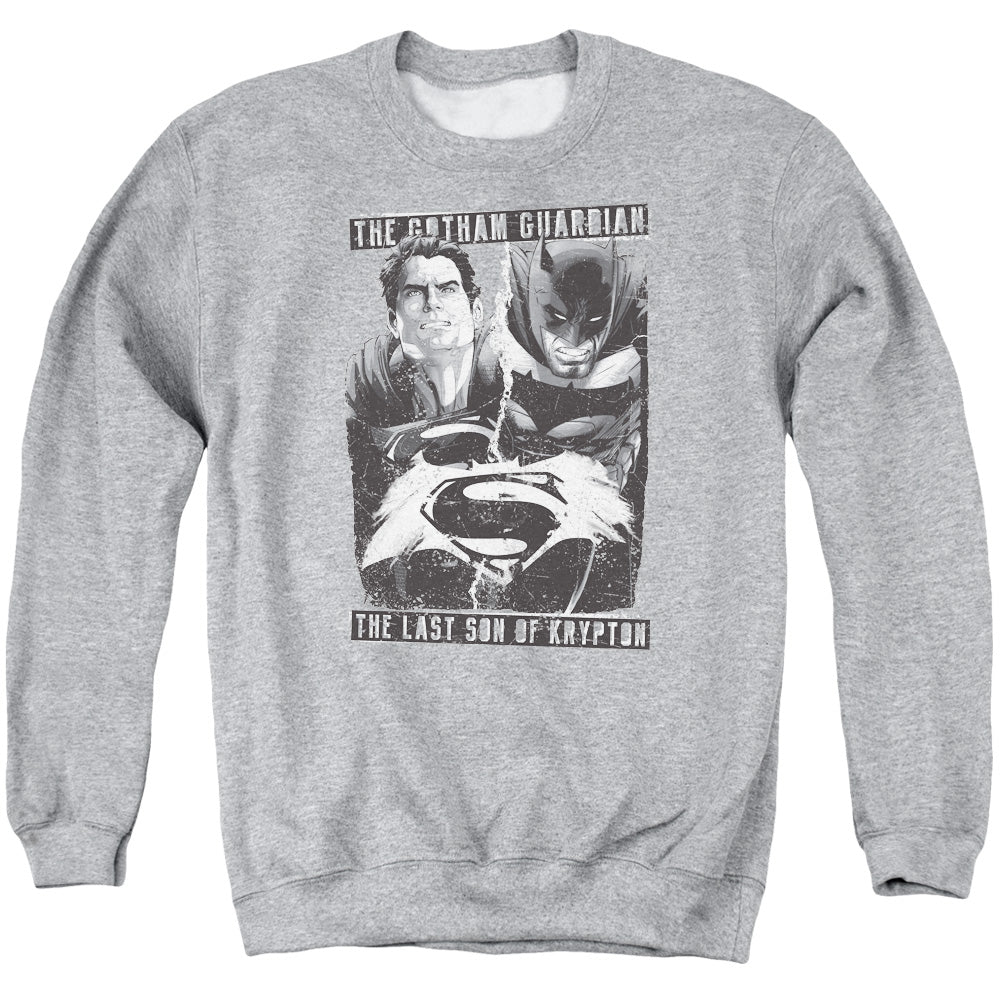 Batman V Superman Guardian V Son Mens Crewneck Sweatshirt Athletic Heather Officially Licensed