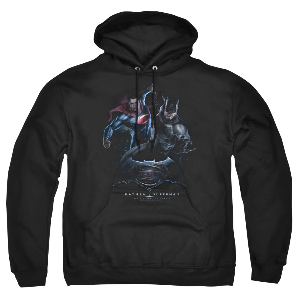 Batman V Superman Team Up Mens Hoodie Black Officially Licensed