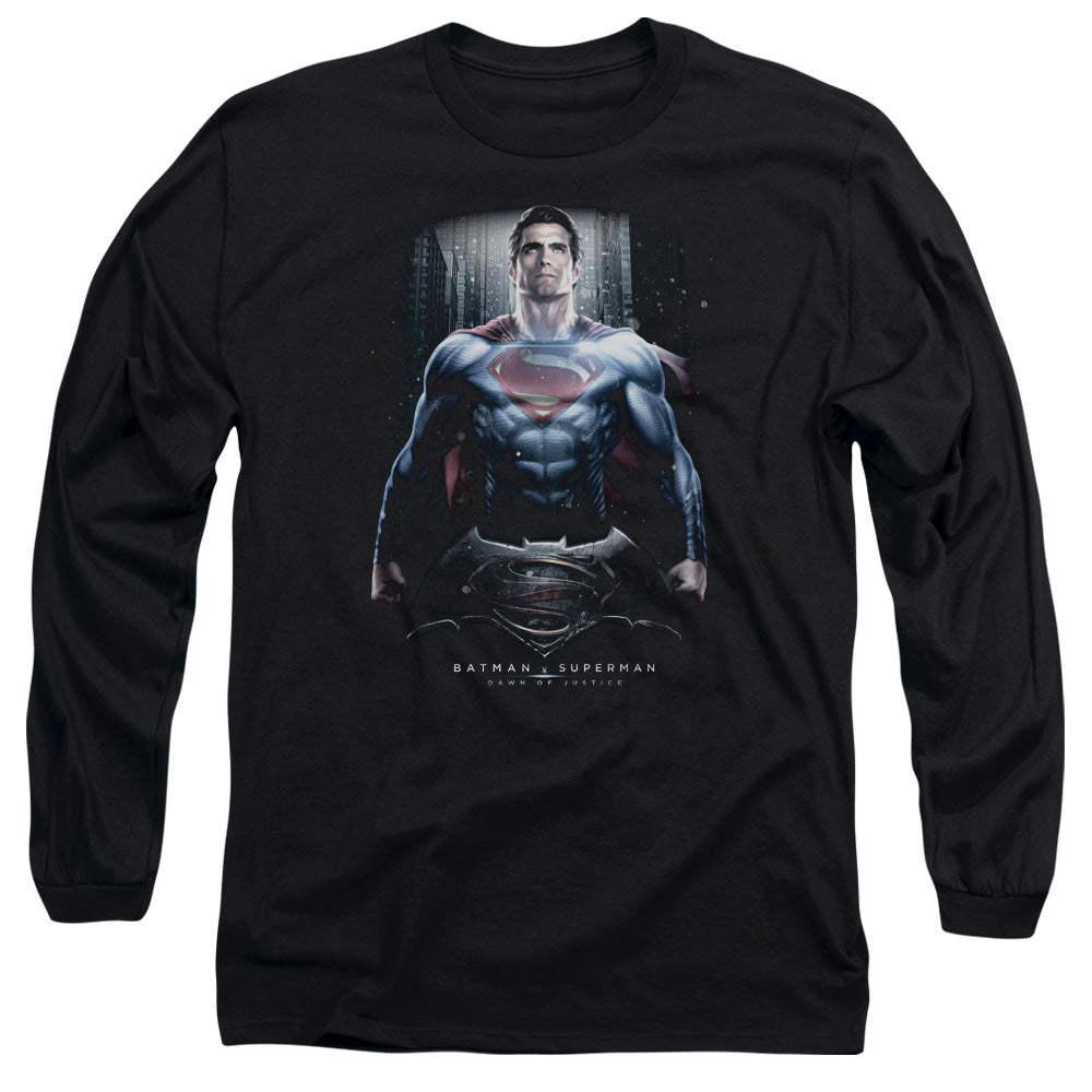 Batman V Superman Supe Ground Zero Mens Long Sleeve Shirt Black Officially Licensed