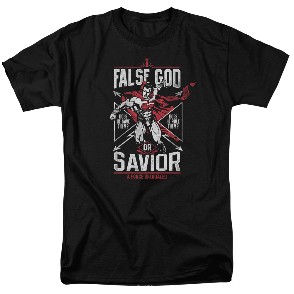 Batman V Superman False God Or Savior Mens T Shirt Black Officially Licensed