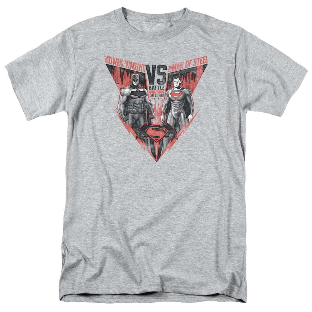 Batman V Superman Batlle For Gotham Mens T Shirt Athletic Heather Officially Licensed