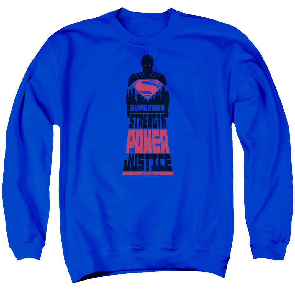Batman V Superman Super Justice Mens Crewneck Sweatshirt Royal Officially Licensed