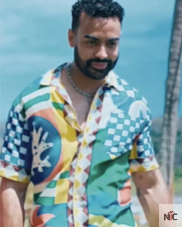 Bachelor In Paradise S10 Justin Glaze Printed Camp Shirt