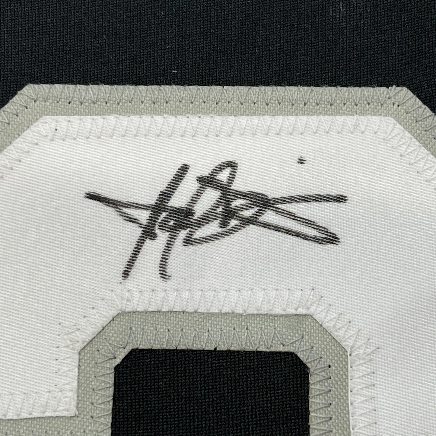 Framed Autographed/Signed Harold Baines 35x39 Chicago Black Baseball Jersey Beckett BAS COA