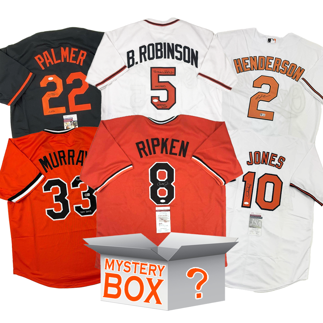 Autographed/Signed Baltimore Baseball Jersey Mystery Box with PSA JSA or Beckett COA