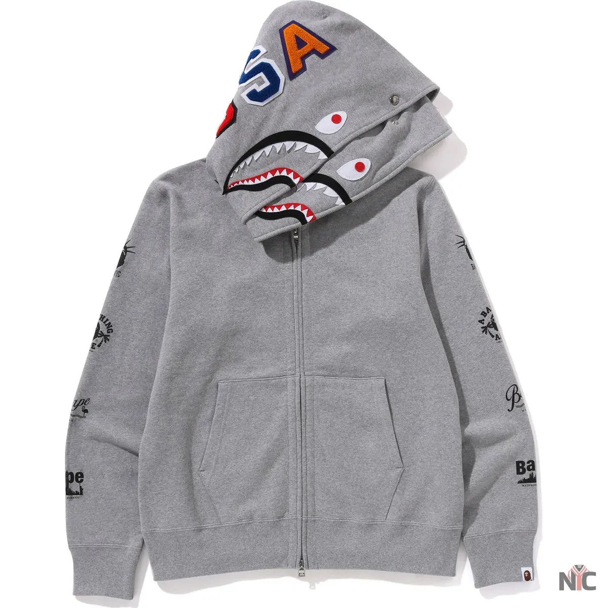 Bape Us Double Shark Full Zip Hoodie Mens
