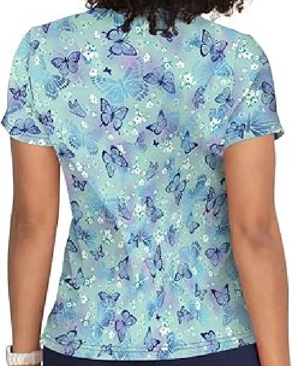 Beyond the Gates Ernestine Johnson Green and Blue Butterfly Top