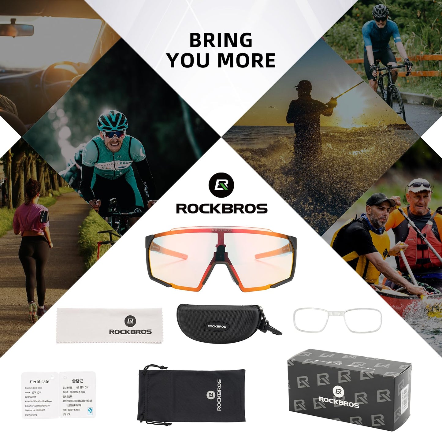 ROCKBROS Photochromic Sport Cycling Sunglasses for Men Women Lightweight UV Protection