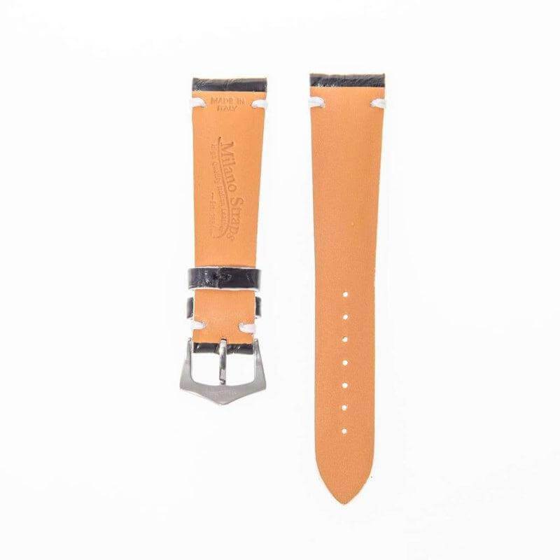 Black Genuine Alligator Watch Strap White Borders