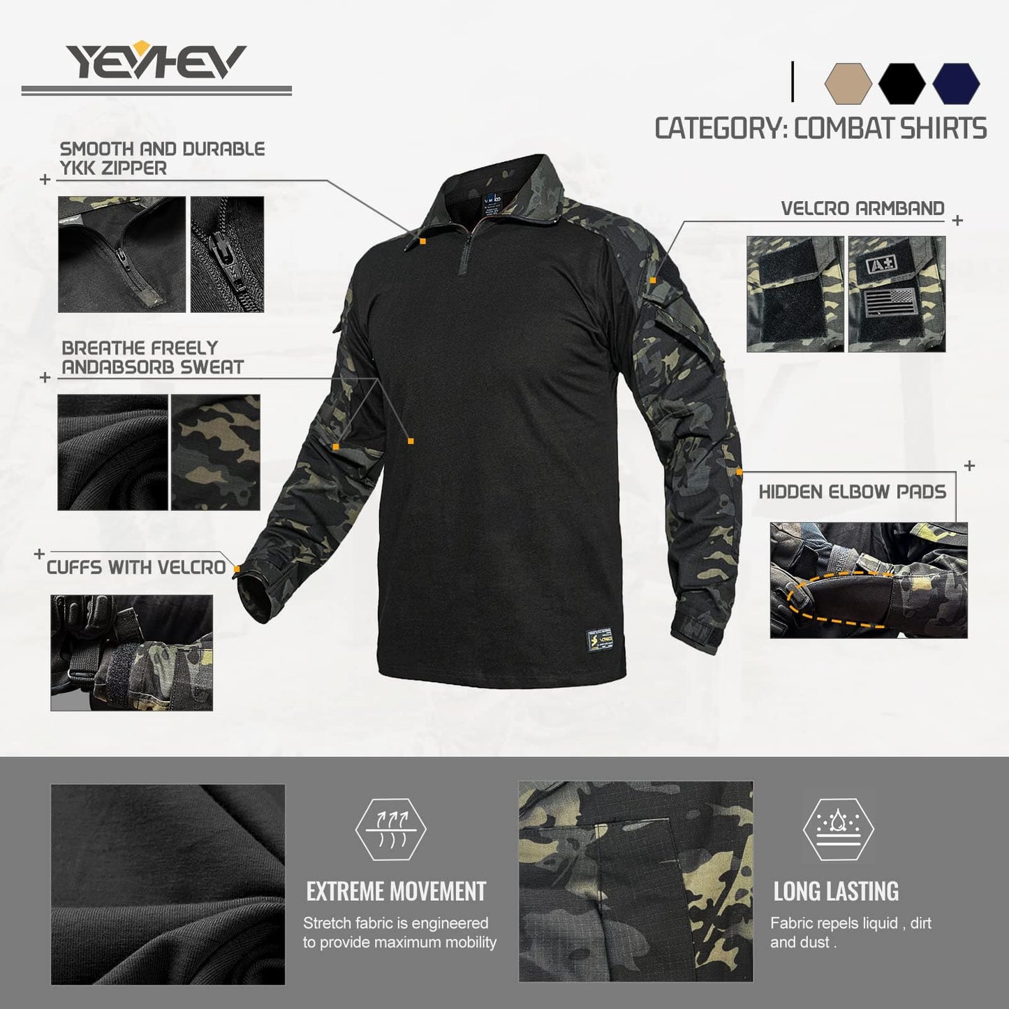 Army Tactical Desert Combat Shirt With Elbow Pad - G3
