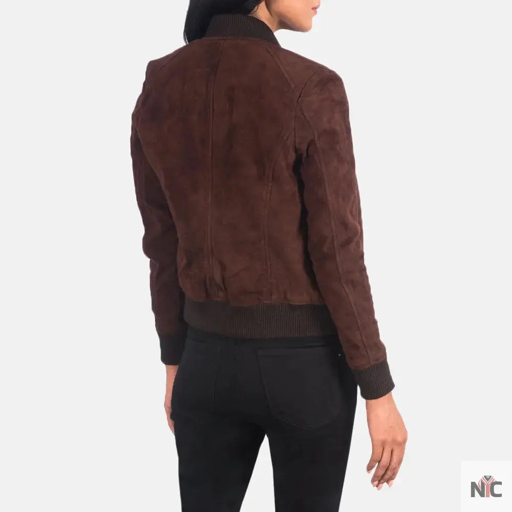 Bliss Brown Suede Bomber Jacket