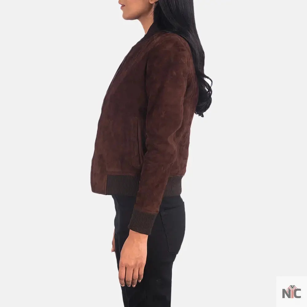 Bliss Brown Suede Bomber Jacket