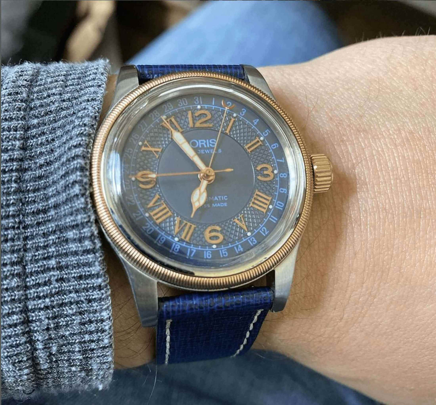 Blue Saffiano Leather Watch Strap