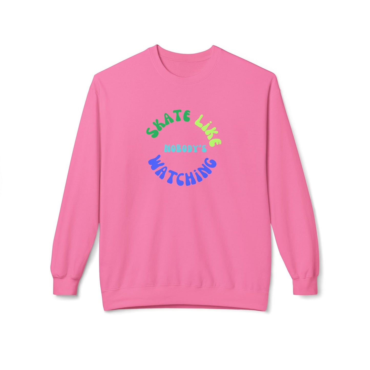 Blue/Green Skate Like Nobody's Watching Unisex Fleece Crewneck Sweatshirt