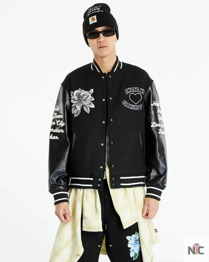 Bomber Awake NY x Carhartt WIP Black Teddy Jacket