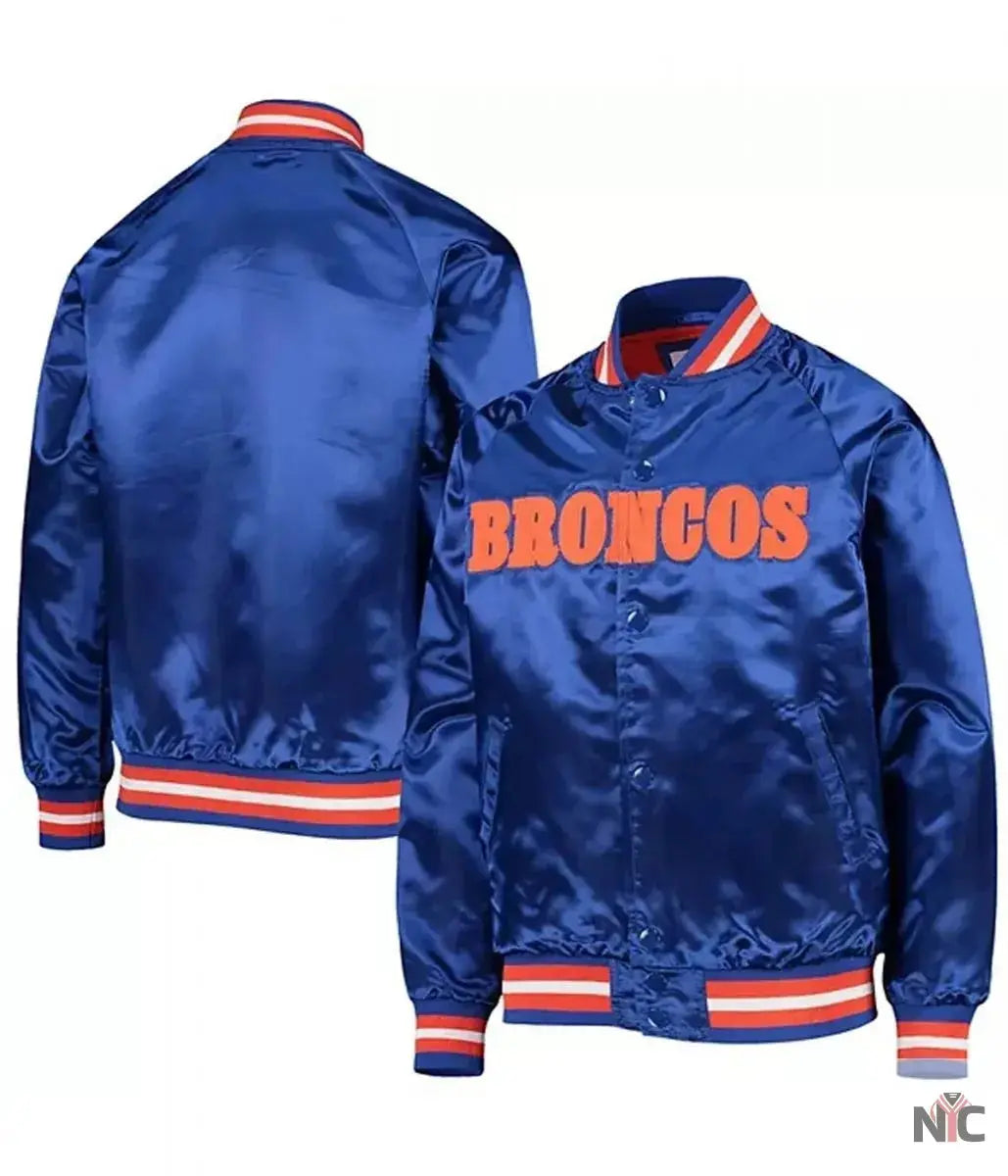 Bomber Denver Broncos Royal Blue Satin Jacket