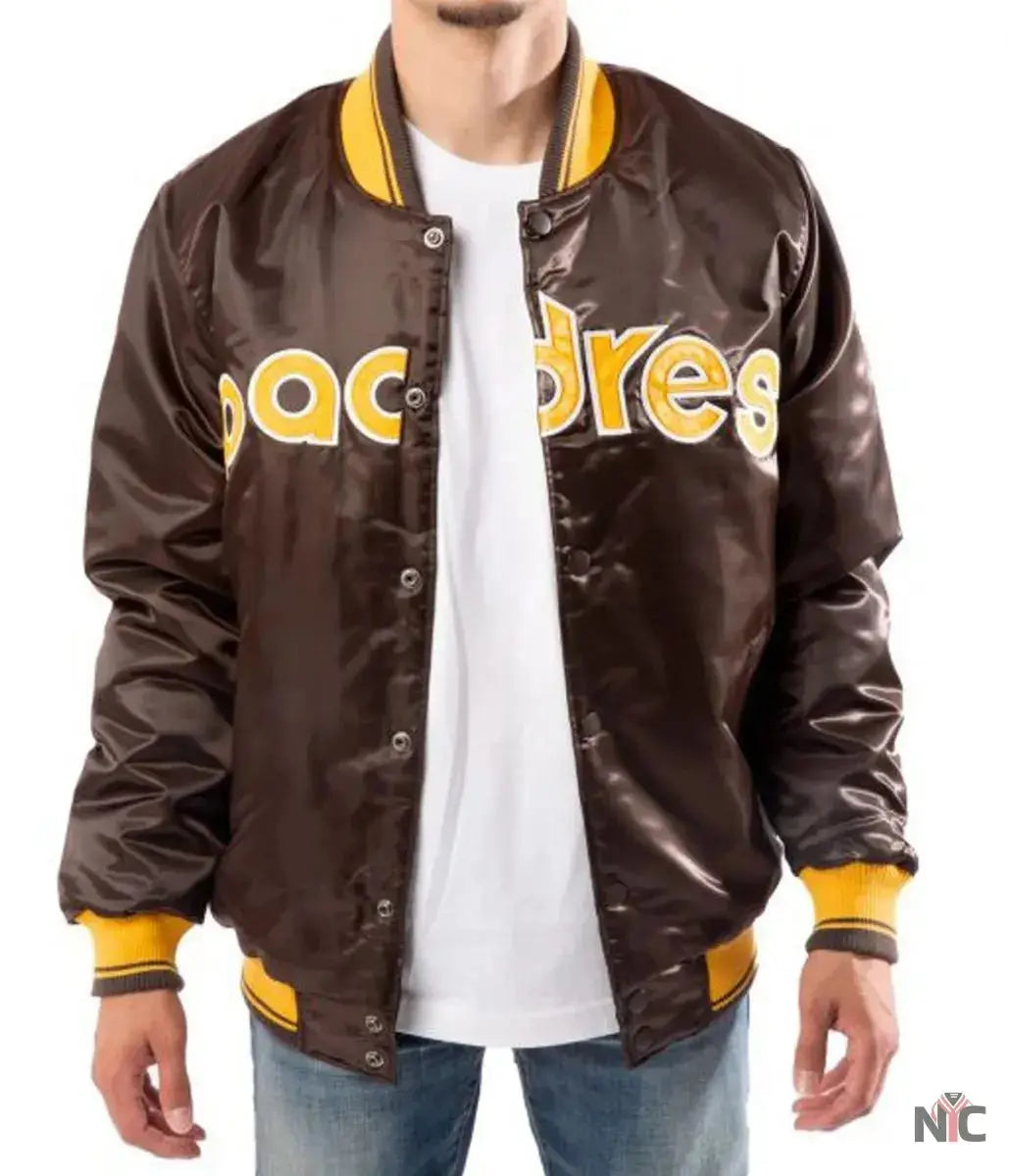 Bomber San Diego Padres Brown Satin Jacket