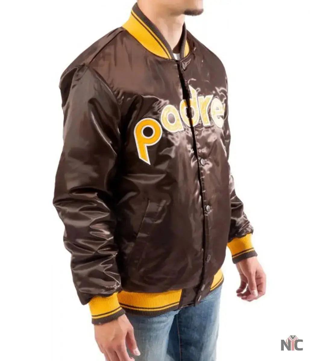 Bomber San Diego Padres Brown Satin Jacket
