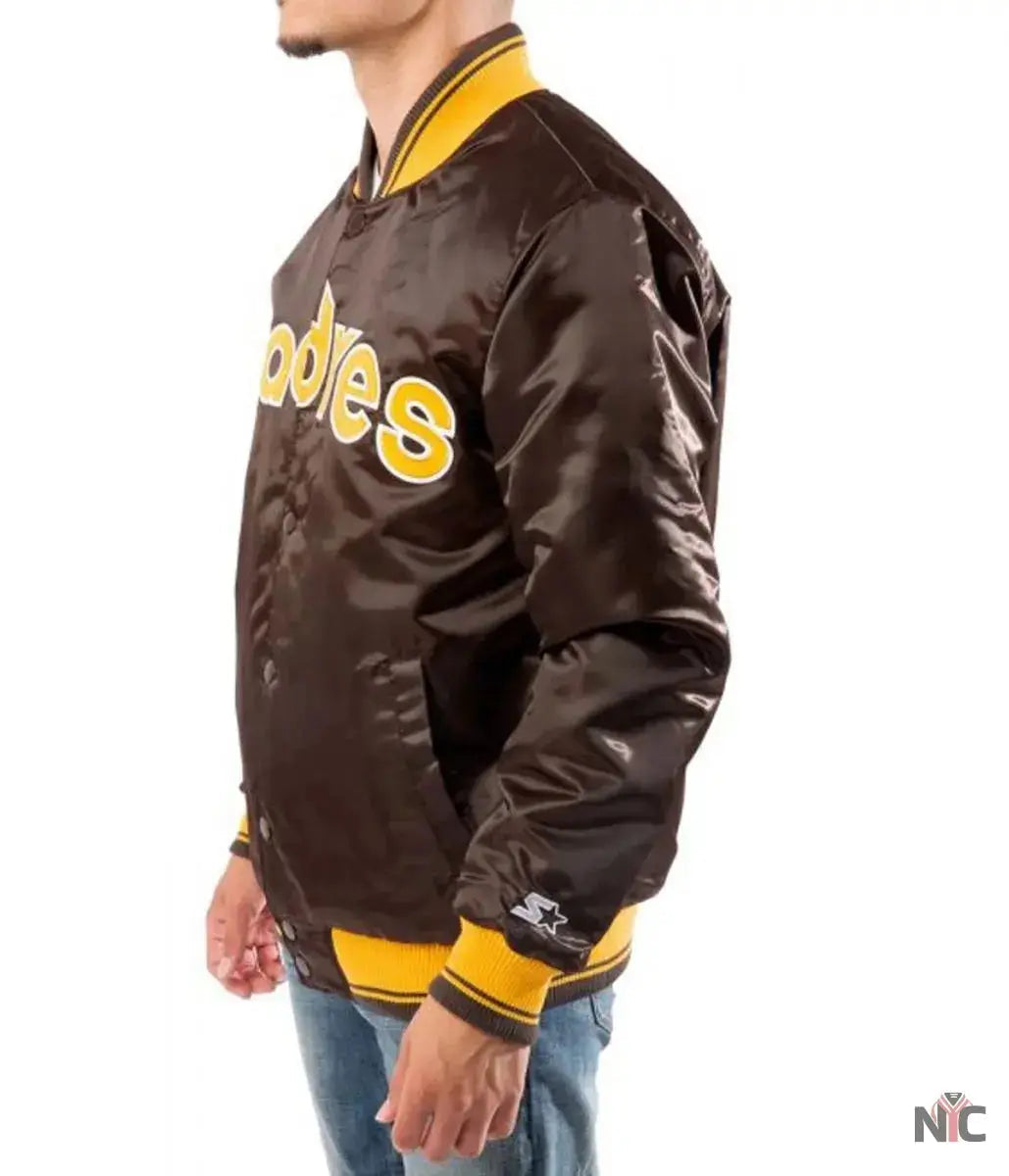 Bomber San Diego Padres Brown Satin Jacket