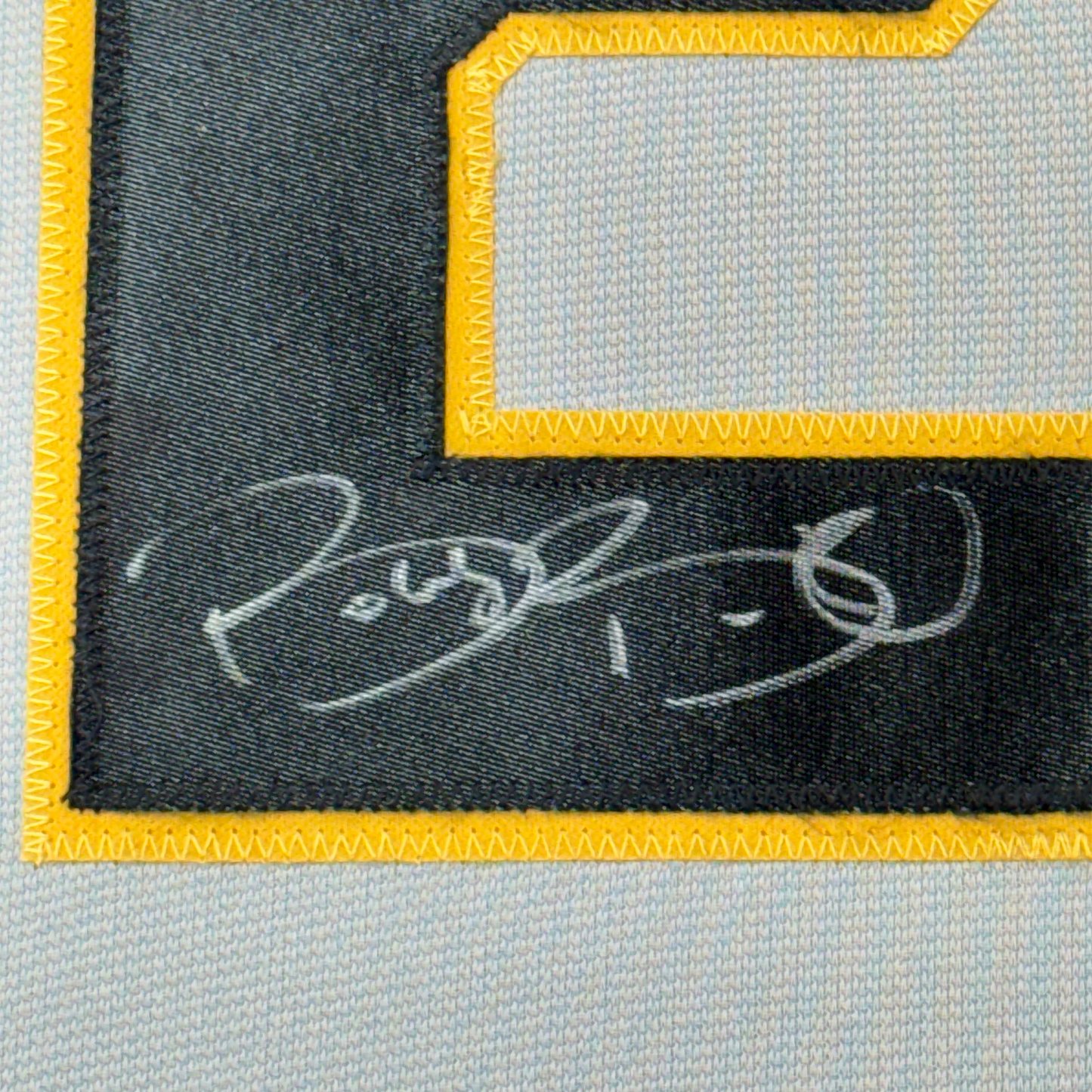 Framed Autographed/Signed Bobby Bonilla 35x39 Pittsburgh Grey Baseball Jersey JSA COA
