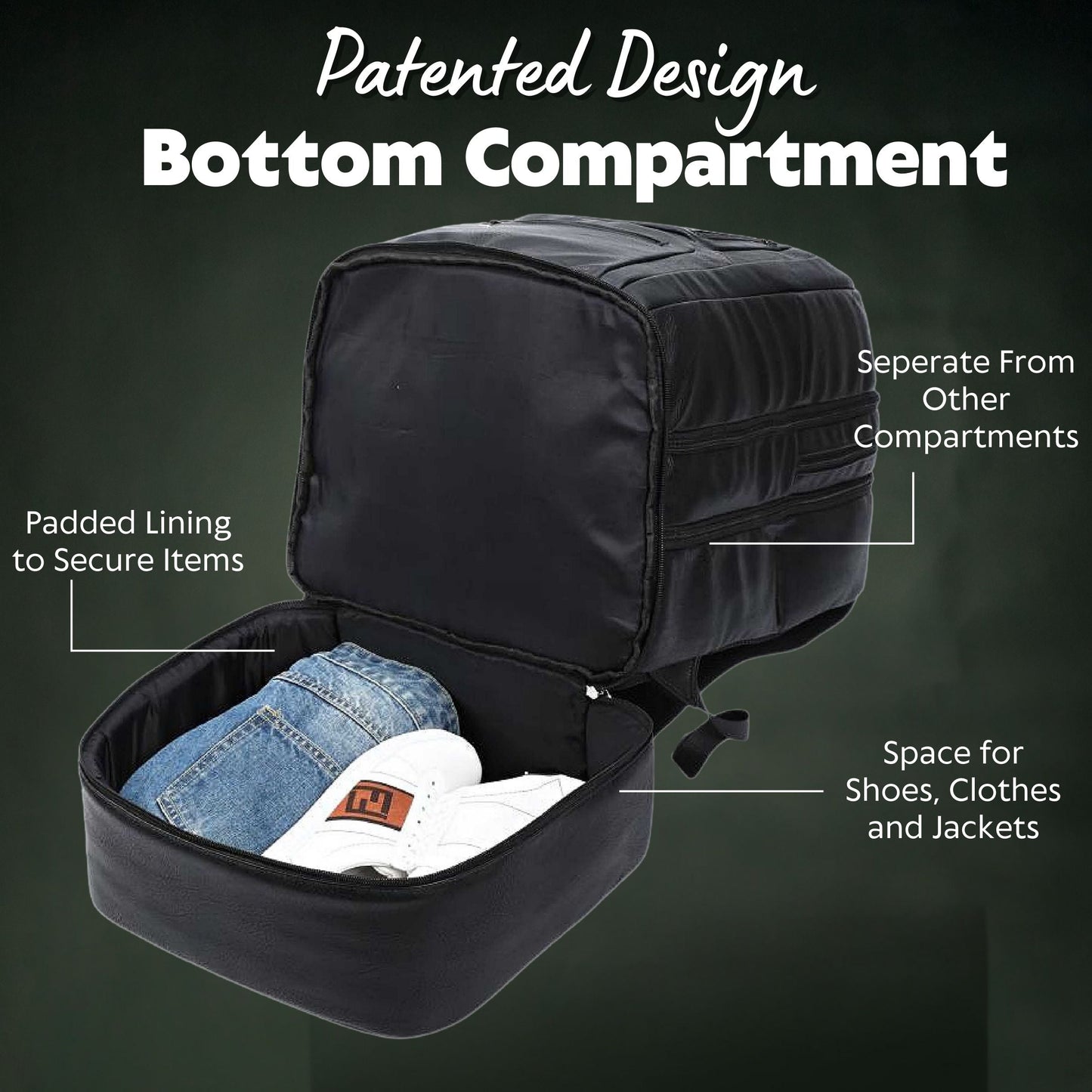 Black Leather Patented Carry-on Bag (XL Design) (Only 300 Made)
