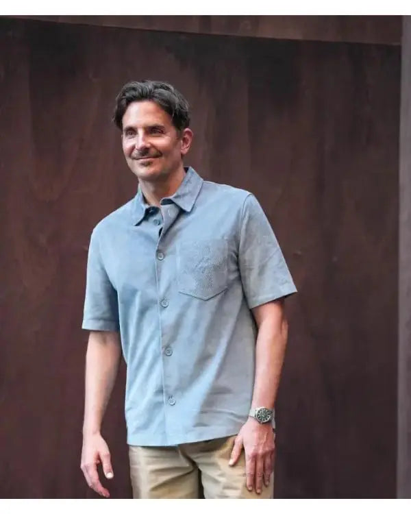 Bradley Cooper Paris Fashion Week Blue Shirt