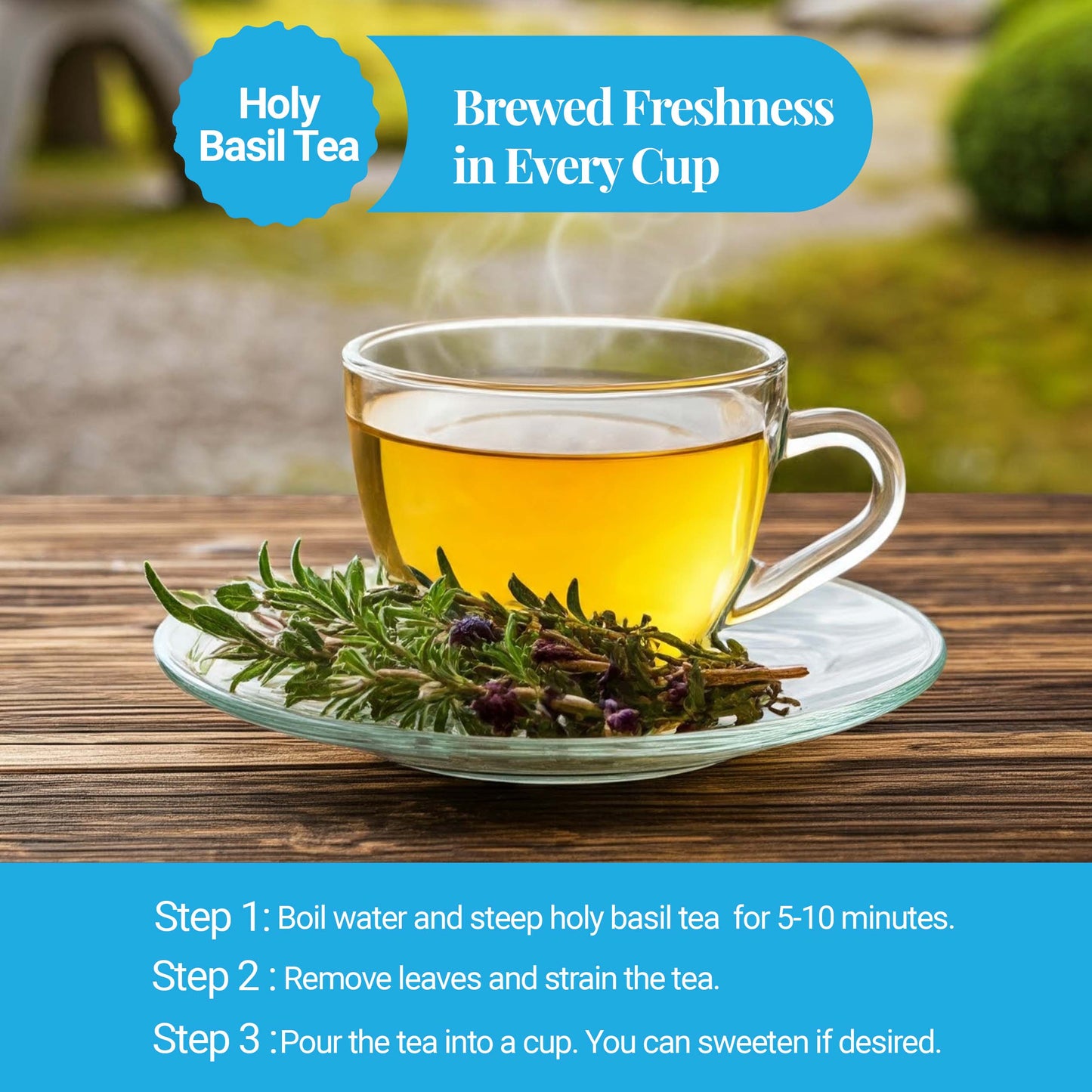 Akshit Holy Basil Leaves ,Naturally Dried Leaves, 100% Pure Holy Basil (Tulsi) Tea , No Caffeine, No Additives, Vegan - 2.6oz