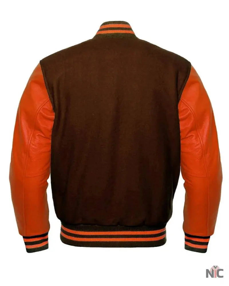 Brown And Orange Varsity Jacket