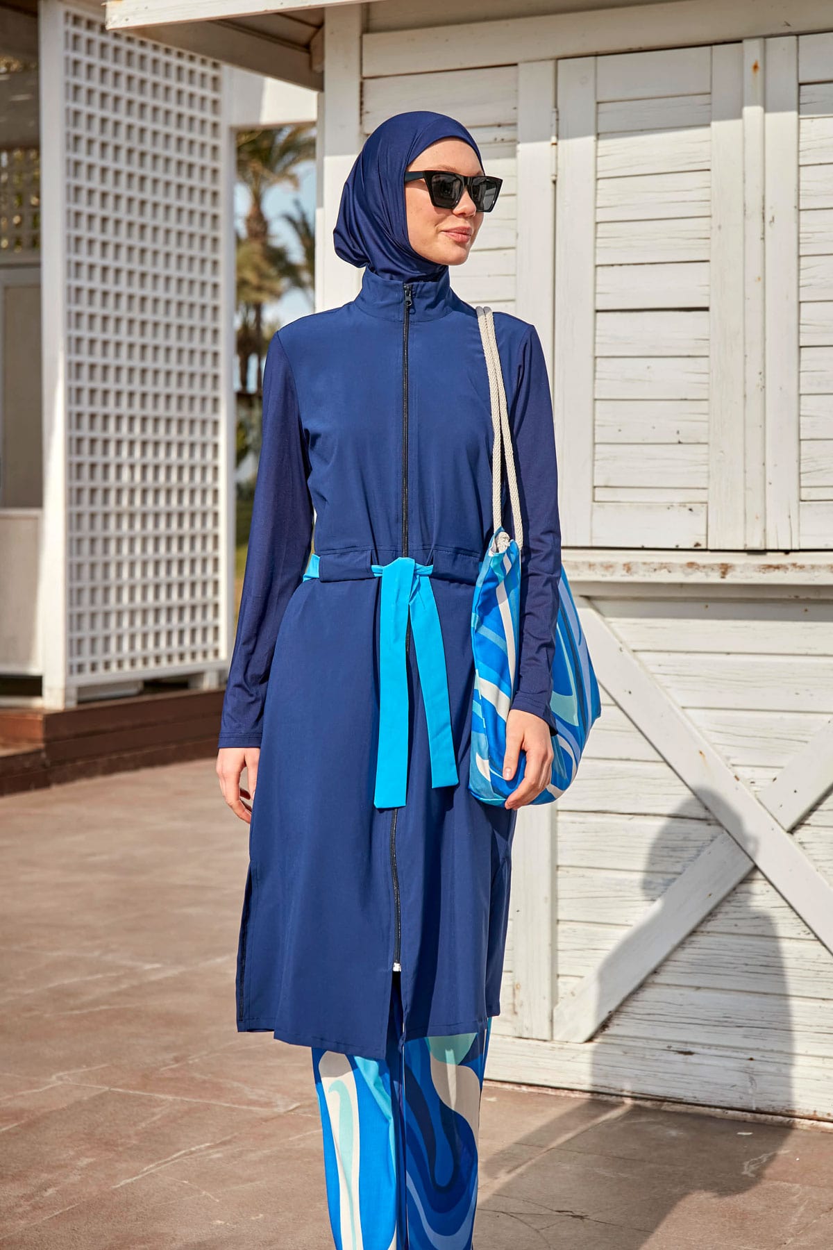 Woven Navy Burkini Modest Swimwear M2428