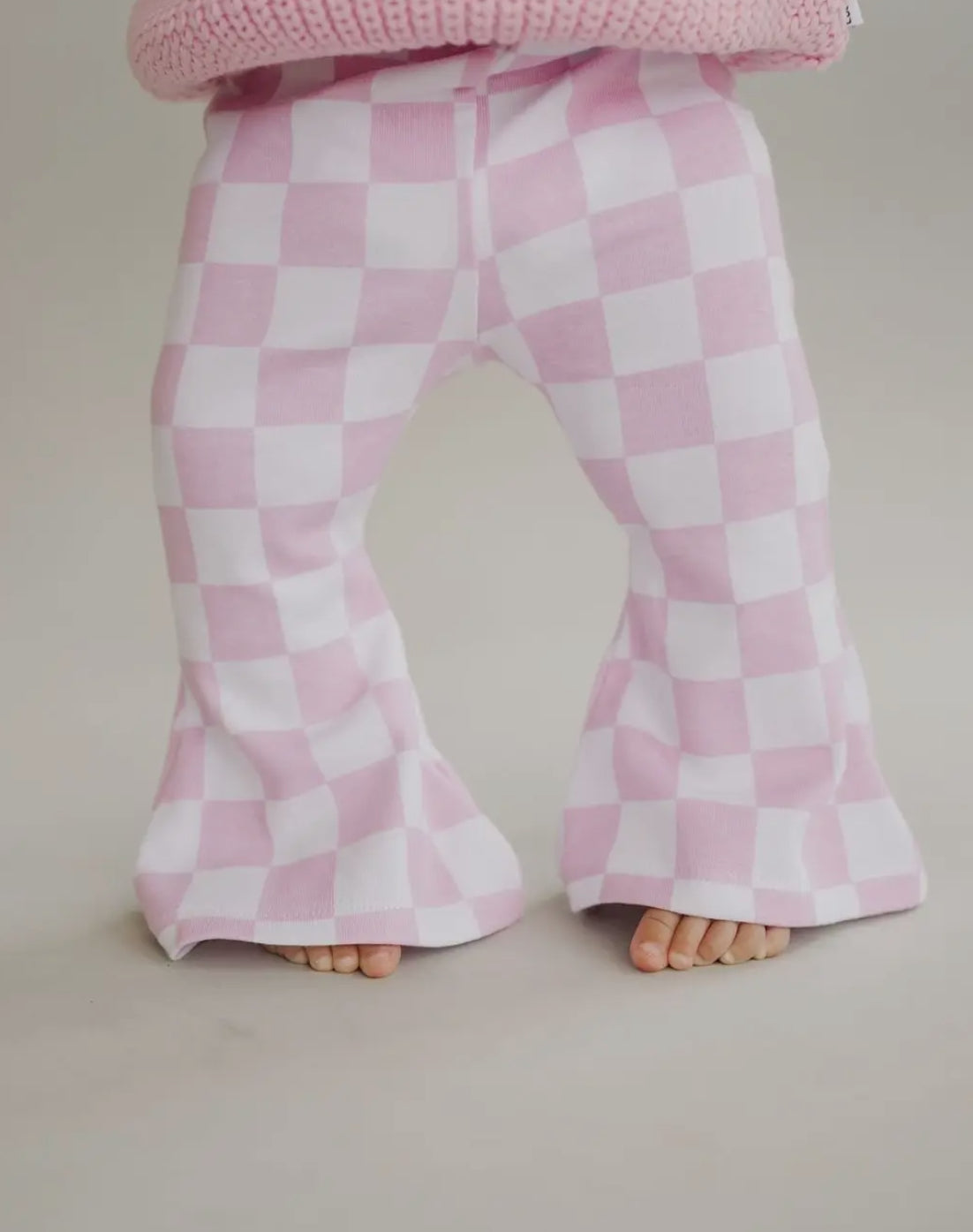 Pink Checkered Flare Leggings