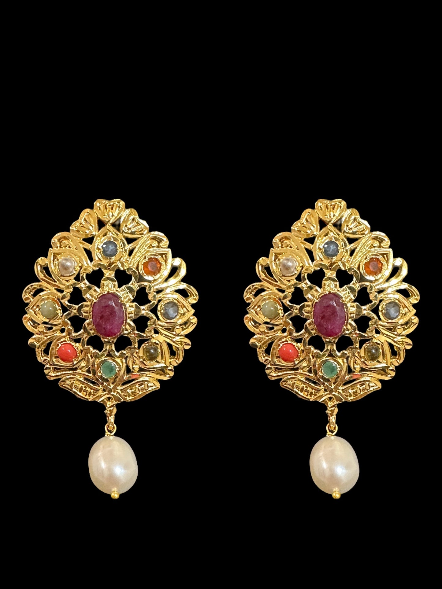 PS373 FAHM Navratan pendant set with real stones ( READY TO SHIP )
