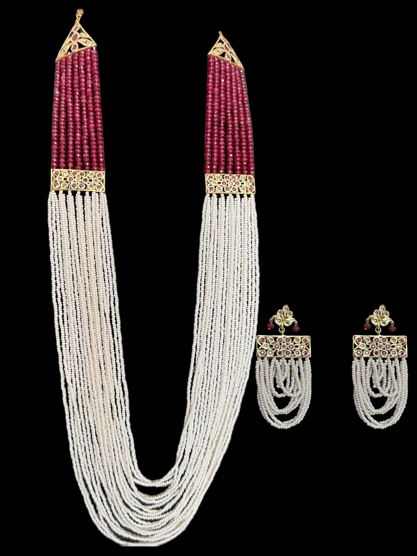 DLN64 pearl Rani haar with beads ( READY TO SHIP  )