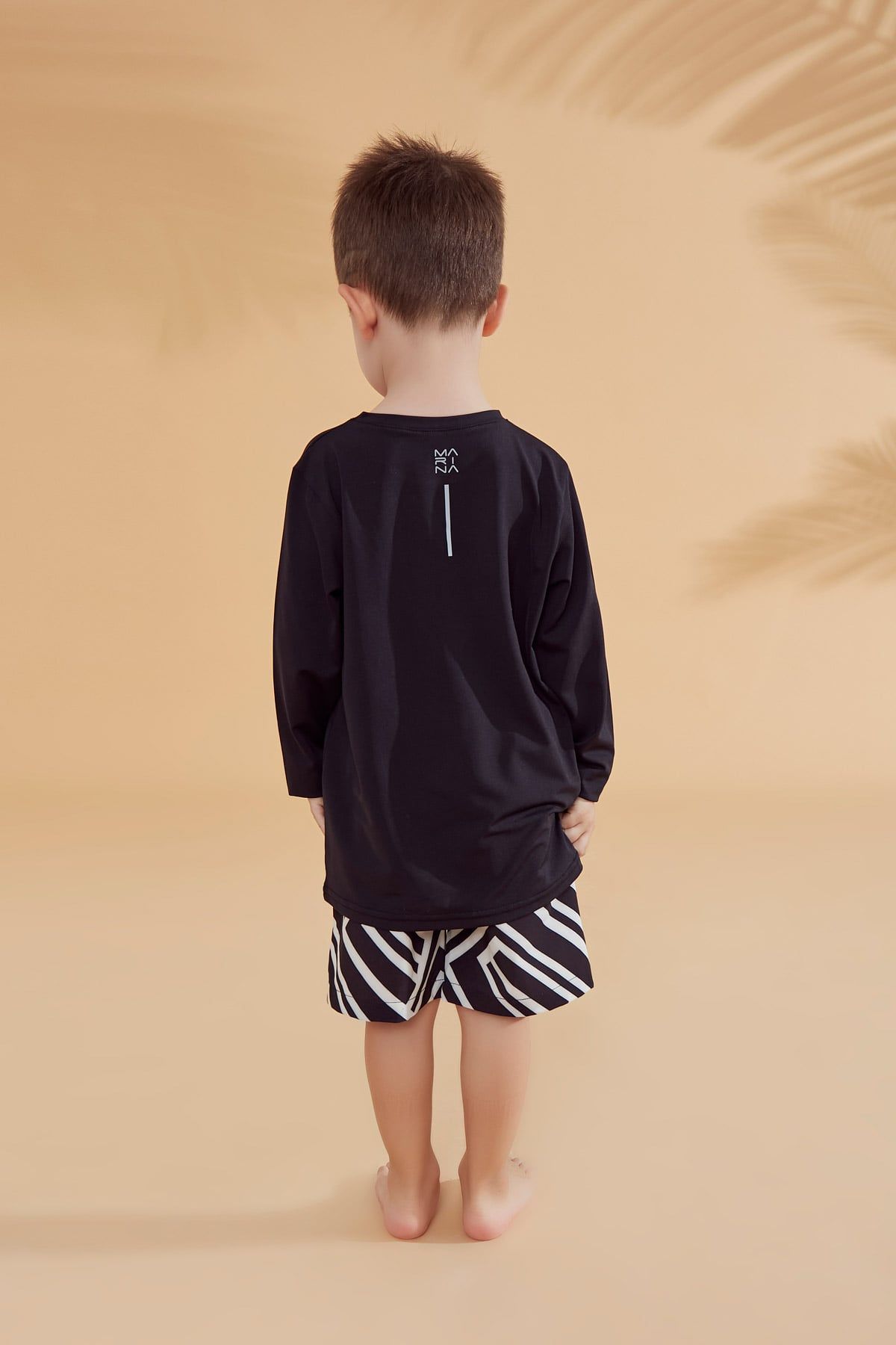 Lycra Black Boys Swim Shirts T2343