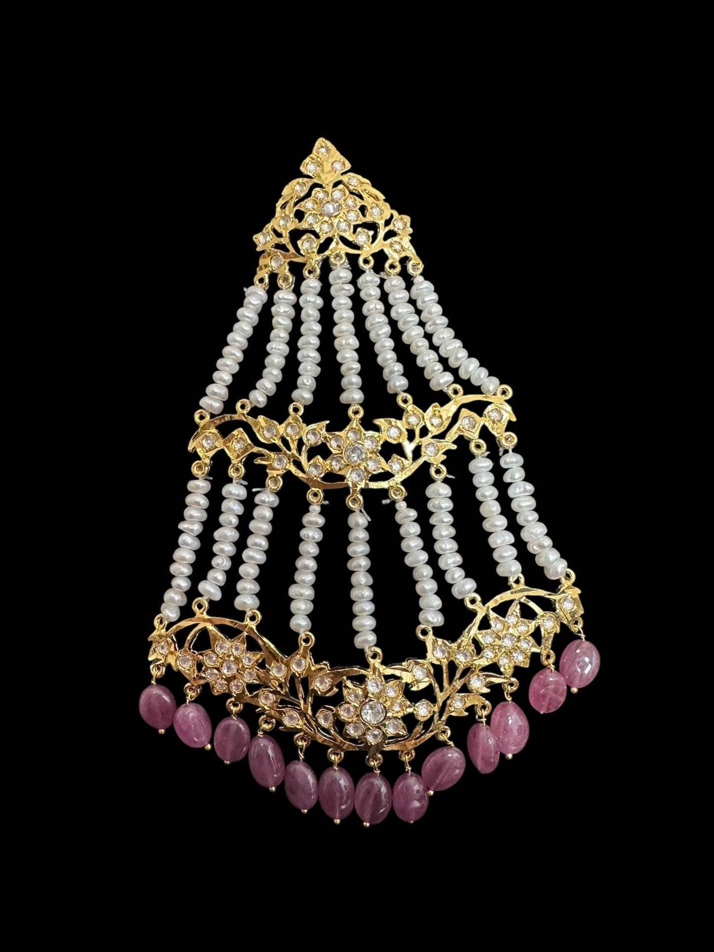 BR310 Bridal jadavi lacha , satlada in moissanite and emeralds ( SHIPS IN 5 WEEKS )