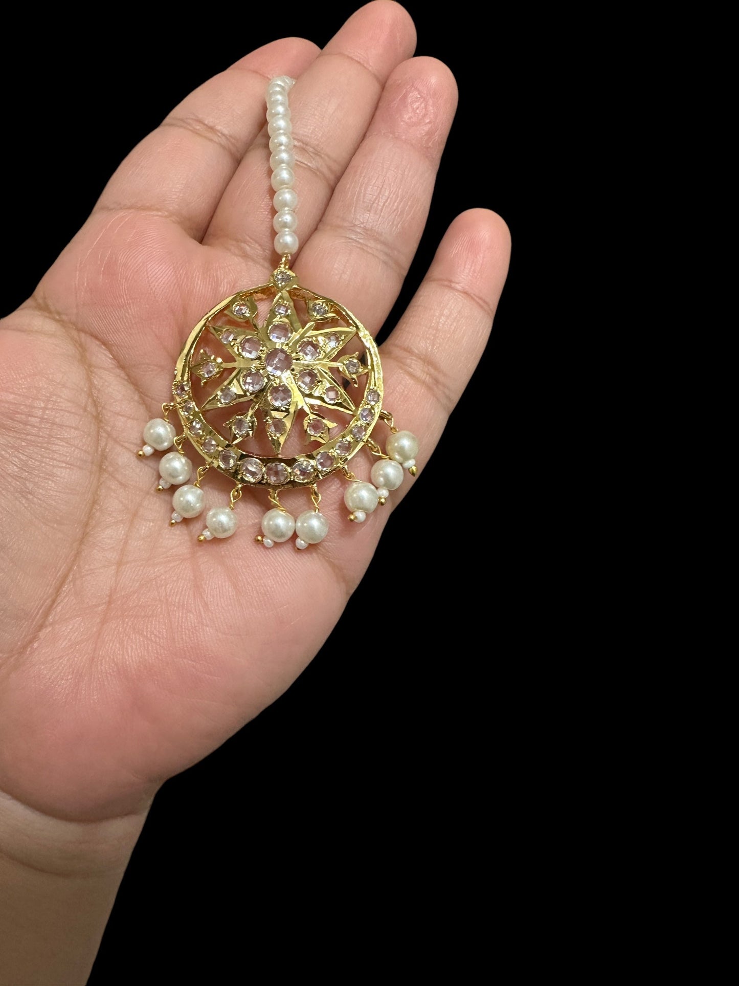 DJTK341 Hyderabadi tika in shell pearls (READY TO SHIP)