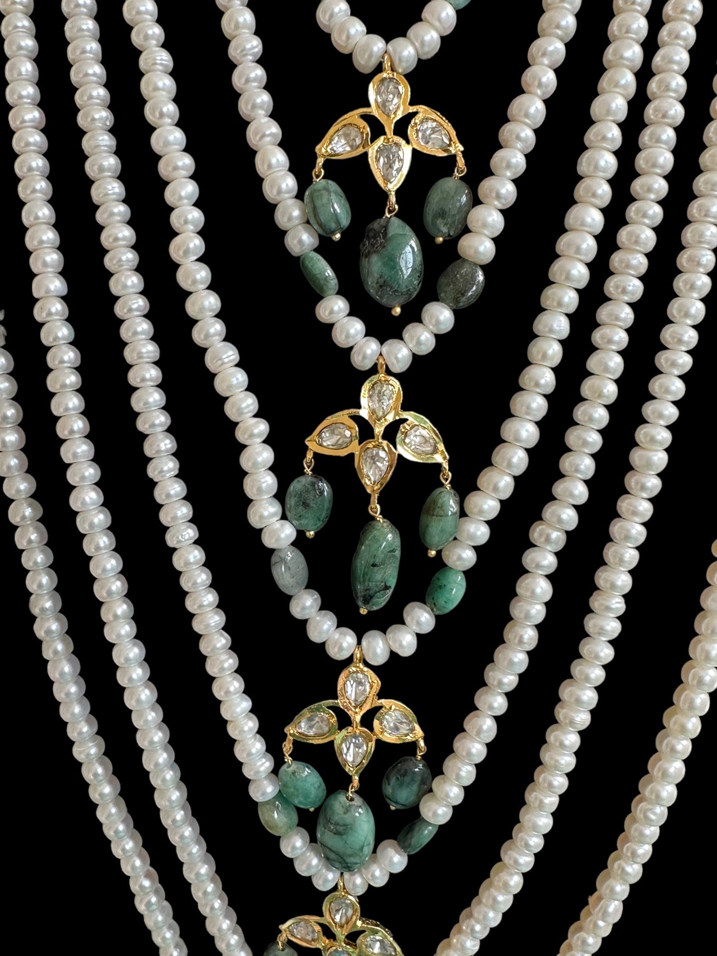 BR310 Bridal jadavi lacha , satlada in moissanite and emeralds ( SHIPS IN 2 WEEKS )