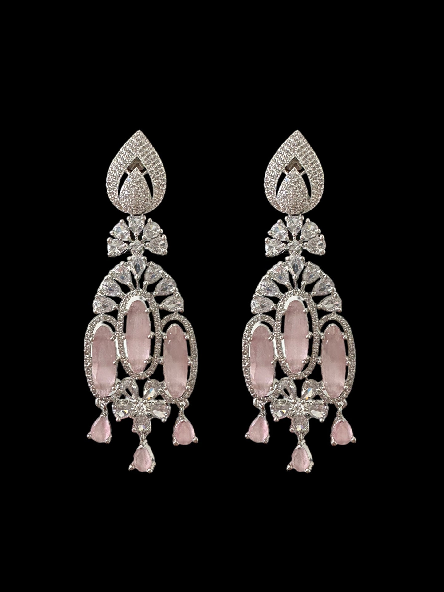 Cz earrings -pink ( READY TO SHIP )