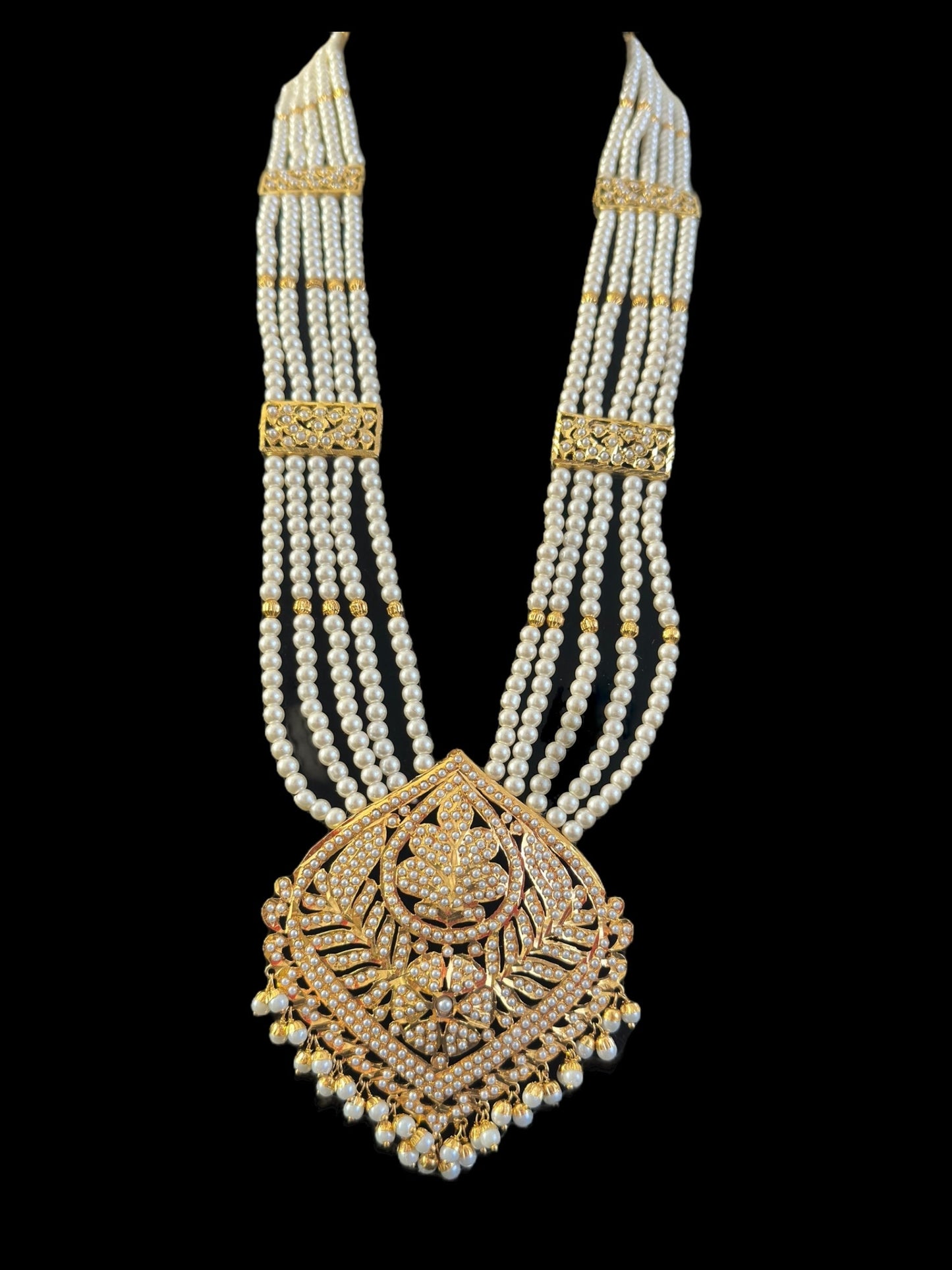 DLN107 Roosa Punjabi rani haar in pearls ( SHIPS IN 4 WEEKS )