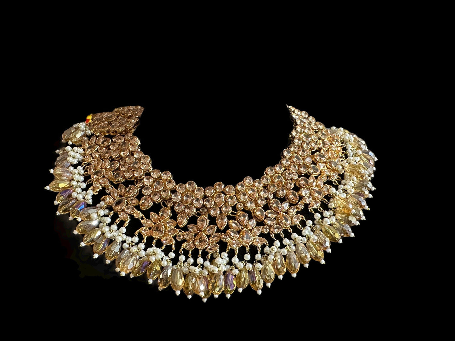 BR478 Kafiya bridal set in golden / champagne stones and beads ( READY TO SHIP )