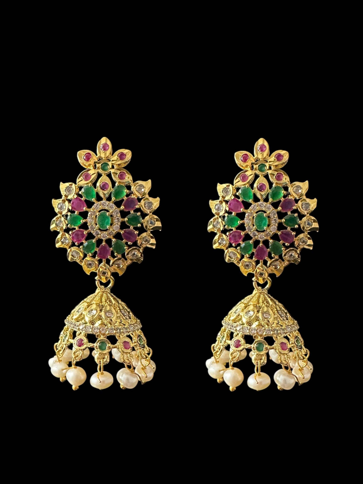 PS525 fresh water pearl pendant set in ruby emerald ( READY TO SHIP )