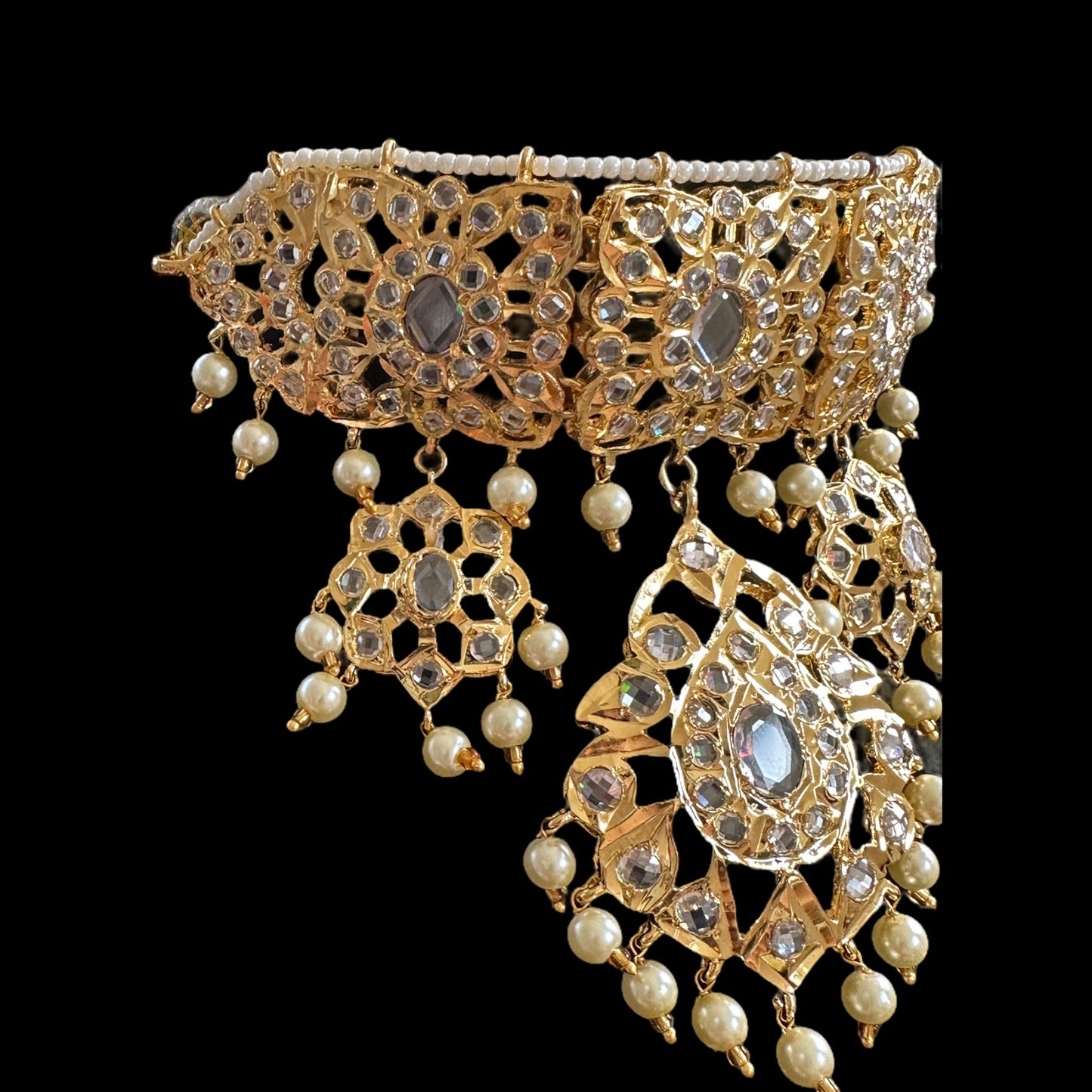 C294 Shahzeen choker set ( golden pearls ) ( SHIPS IN 4 WEEKS )