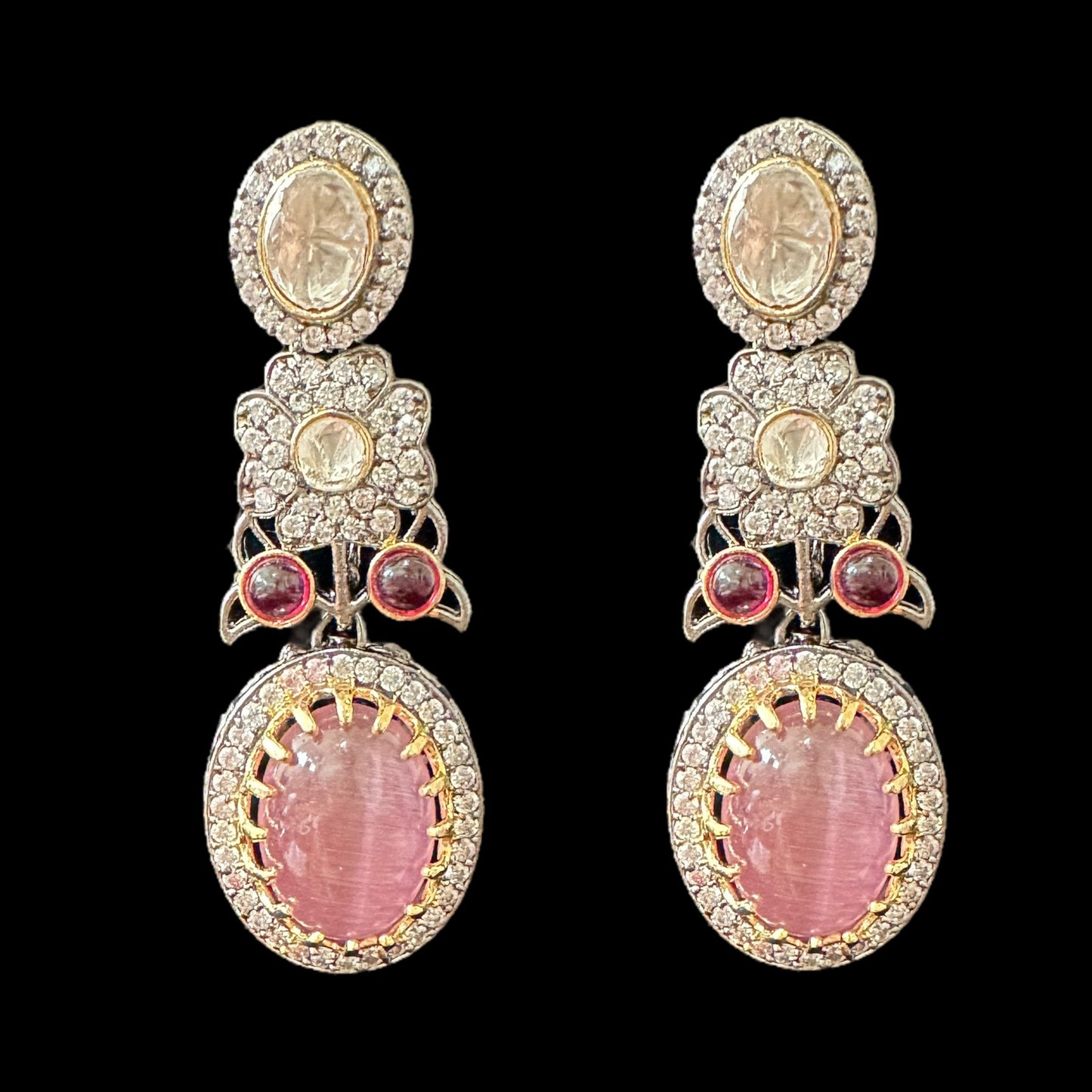 DNS83 Victorian fusion necklace set - Pink with ruby ( READY TO SHIP )