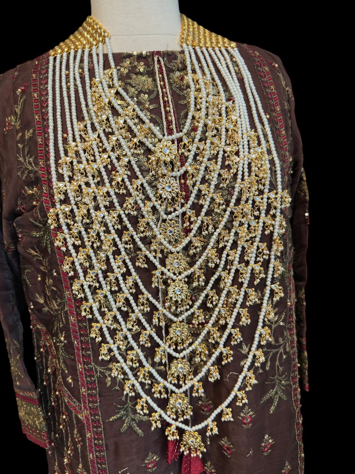 SAT108 ANSA 9 layer satlada in kundan and pearls ( READY TO SHIP )