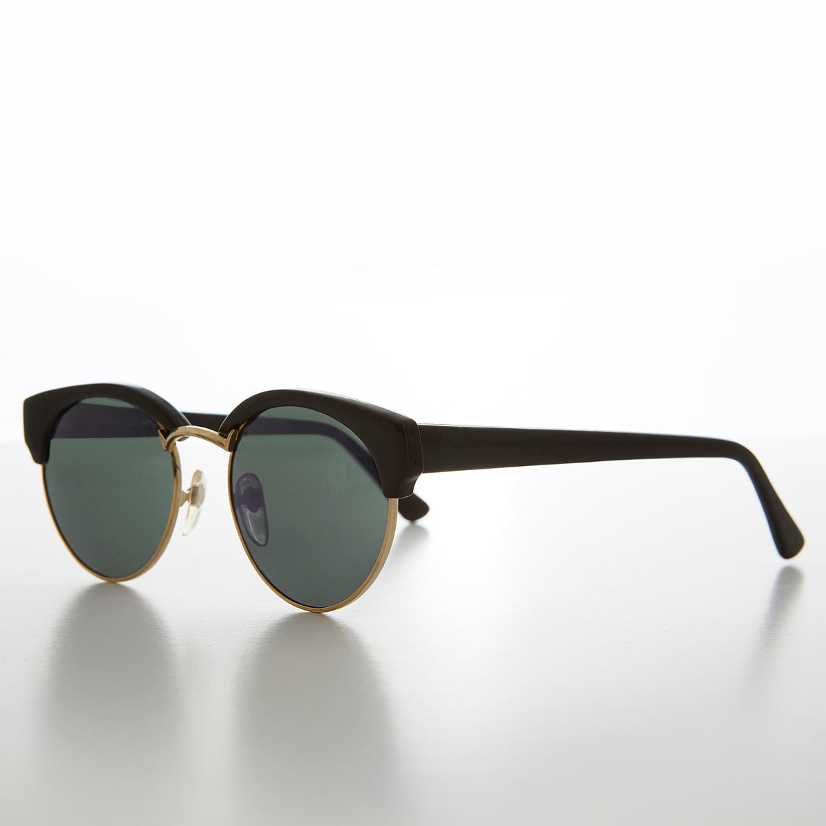 Round Half Frame Cat Eye Vintage Sunglasses - Carrie