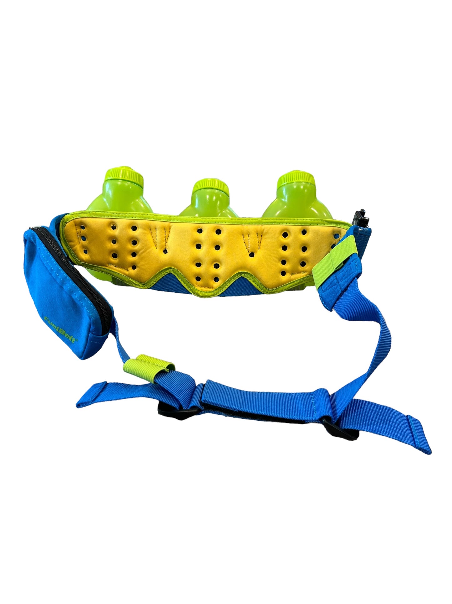 FuelBelt R3O 3 Bottle Belt, Blue/Yellow/Green, One Size *