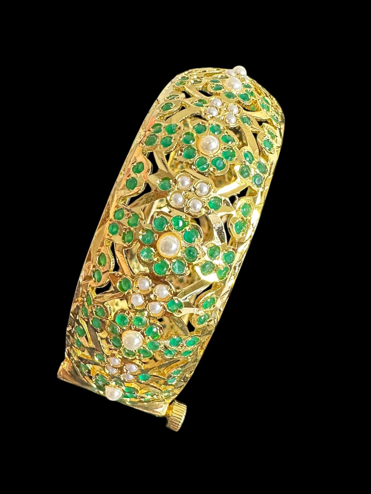 B318 jadau bangles - emerald pearl - one pair ( READY TO SHIP )